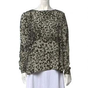 Sea New York Print Blouse Pleated with Crossover Open Back Accent Women's Large